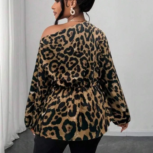 Plus Size Asymmetrical Off Shoulder Top Blouse Shirt Pink - Picture 7 of 16